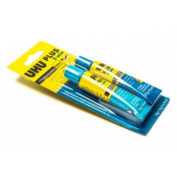 КЛЕЙ ЭПОКСИДНЫЙ ДВУХКОМПОНЕНТНЫЙ "UHU" PLUS ГОЛУБОЙ (30ML)